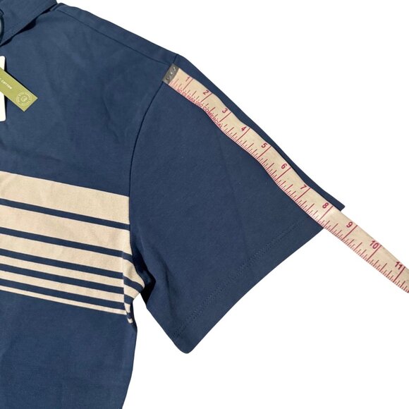 Marine Layer Tolleson polo shirt Organic Cotton Striped Blue Small short sleeve - Picture 5 of 11